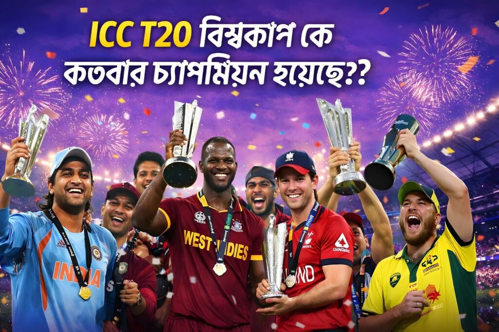 ICC T-20 বিশ্বকাপে কে কতবার Champion হয়েছে